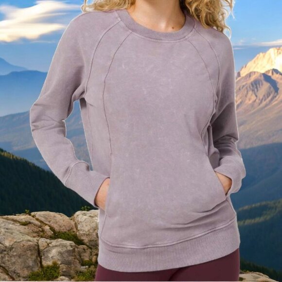 LULULEMON ( 6 ) Scuba Crew Stone Washed Lunar Rock W3CT3S - Picture 2 of 6